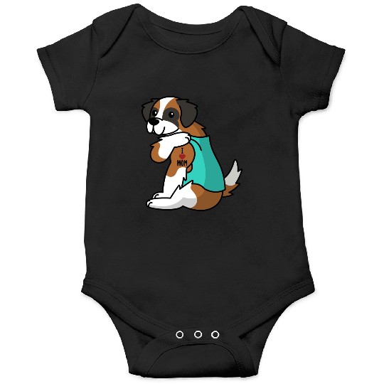 I Love Mom Tattoo Saint Bernard Onesies