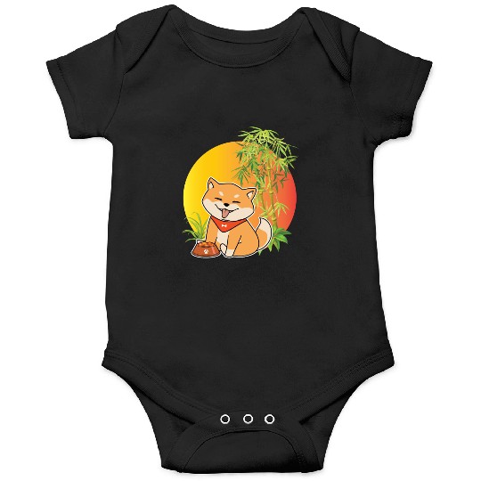 Shiba Inu Japanese Dog Breed Bamboo Plant Hunting Onesies