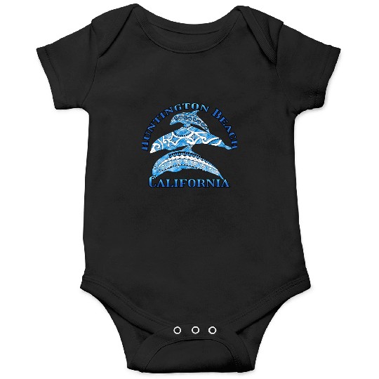 Huntington Beach California Vacation Tribal Dolphi Onesies