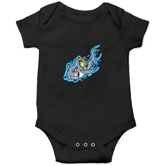 Shark Swims With Turtle And Crab Onesies