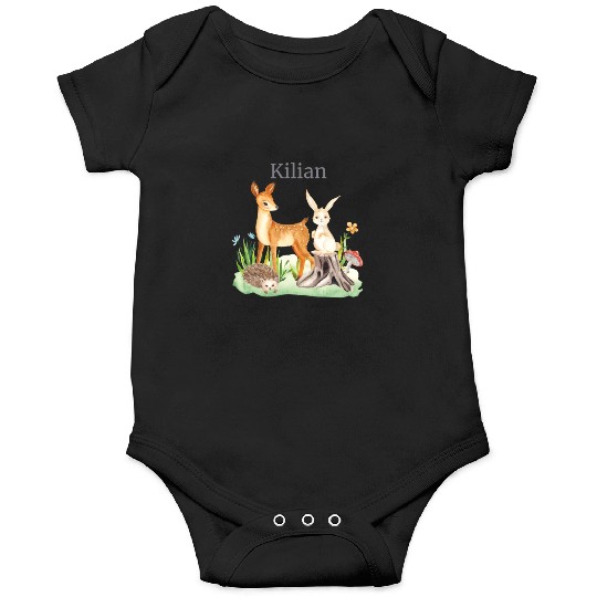 Waldtier Waldtier Reh Hase Hedgehog Flowers Name Onesies
