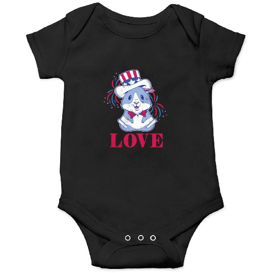 Love America American Pig Guinea USA 4th Of July Onesies
