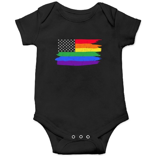 LGBTQ American Flag Colorful Lesbian Gay Pride Onesies