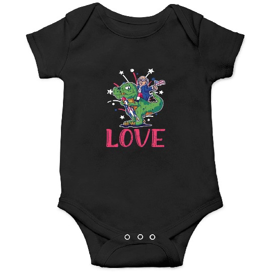 Love America Washington Dinosaur USA 4th Of July Onesies