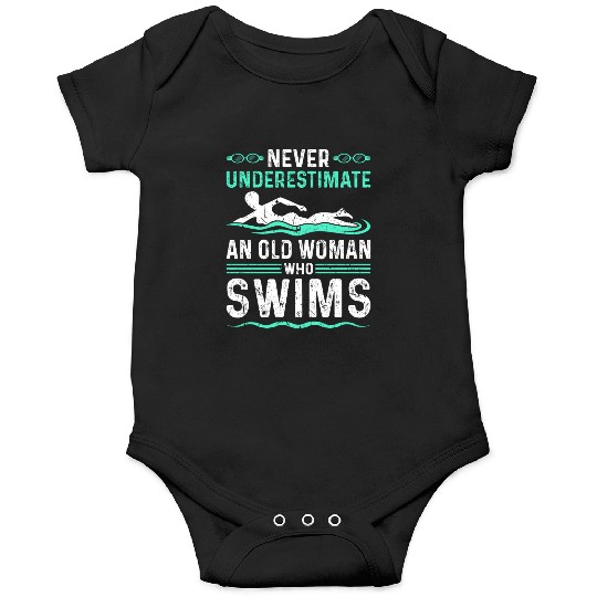Never Underestimate Old Woman Swim Onesies