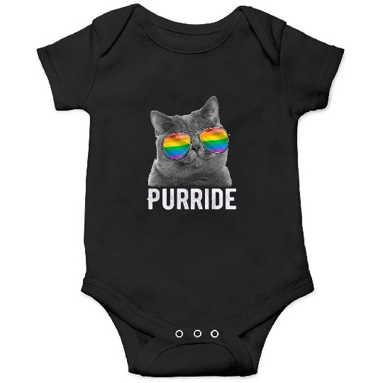 Cat Gay Pride LGBT Sunglasses Rainbow Flag Onesies