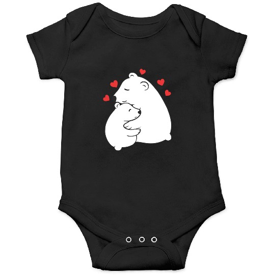 Cute Mama and Baby Polar Bear Cub Hugging Mothers Onesies