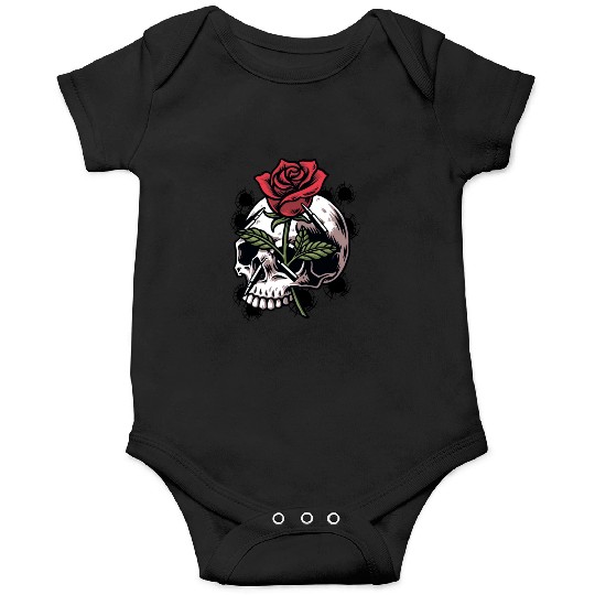 Bullets and Skull Roses Aesthetic Dripping Pattern Onesies