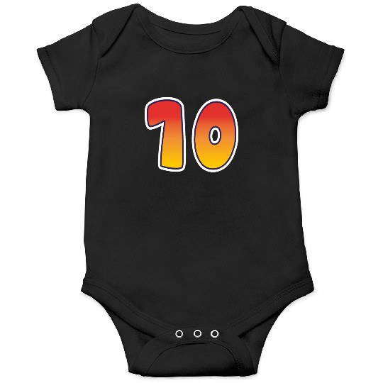 Number 10 Red - Orange Design Onesies