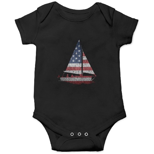 Distressed Stars Stripes Sailboat Sailing Adventur Onesies