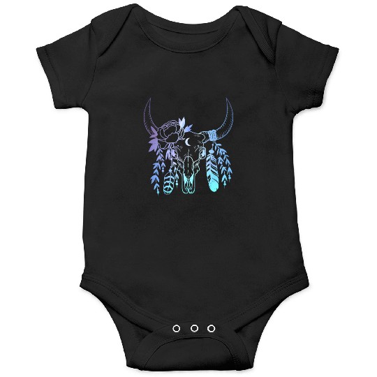 Longhorn Flowers Western Girls Women Onesies