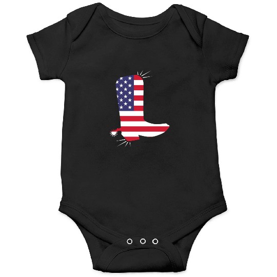 American Flag Cowboy Boot Stars And Stripes Onesies