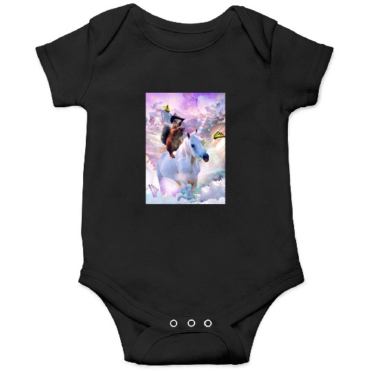 HEY, Cowboy Squirrel Riding Unicorn In Space Onesies