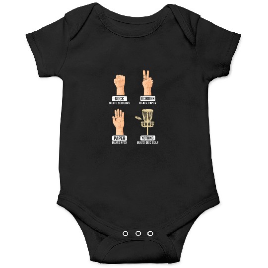Rock Paper Scissors Nothing Beats Disc Golf Frisbe Onesies