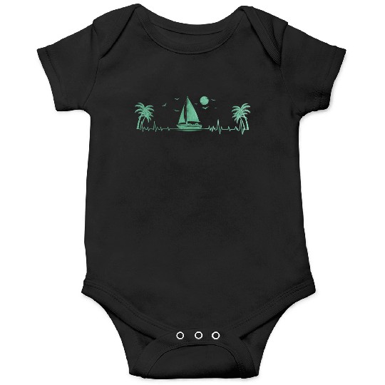 Sailboat Heartbeat Sunset Men Ocean Onesies