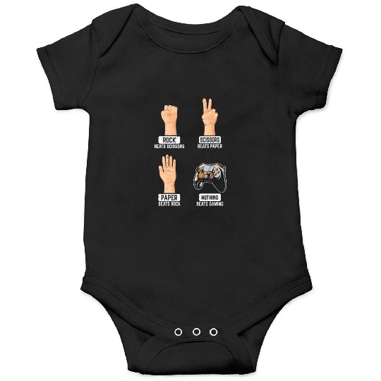 Rock Paper Scissors Nothing Beats Gaming Funny Gam Onesies