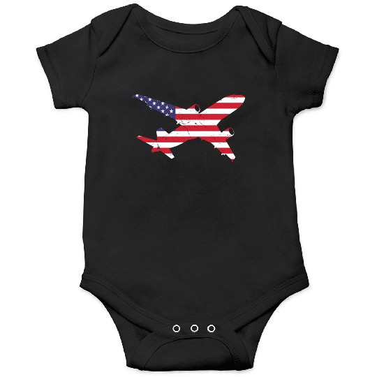 American Flag Airplane Stars And Stripes Onesies