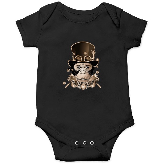 Steampunk monkey with ancient cylinder hat look Onesies
