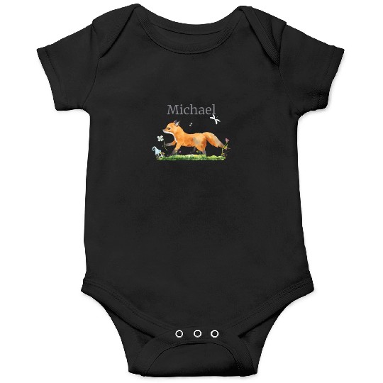 Waldtier Reh Hase Hedgehog Flowers Name Michael Onesies
