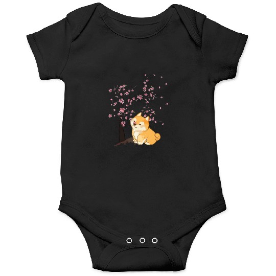 Cute Cherry Blossom Japanese Art Kawaii Shiba Inu Onesies