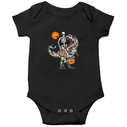 Skeleton Riding Mummy Dinosaur Halloween Gifts Onesies