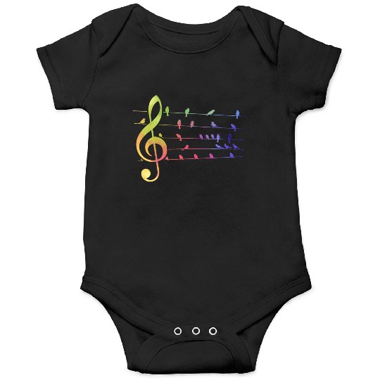 Colorful Birds Musical Notes Music Teacher Onesies