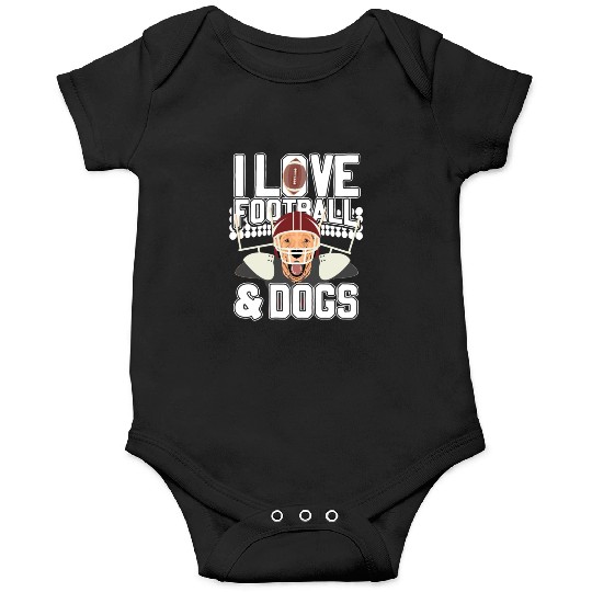 I Love Football And Dogs Cute Puppy Dog Canine Spo Onesies