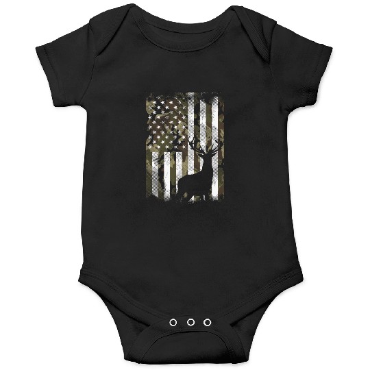 Camo American Flag Deer Hunter Hunting Onesies