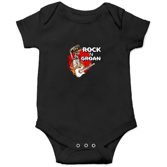 Halloween Cowboy Skeleton Rocker Hand Rock Onesies