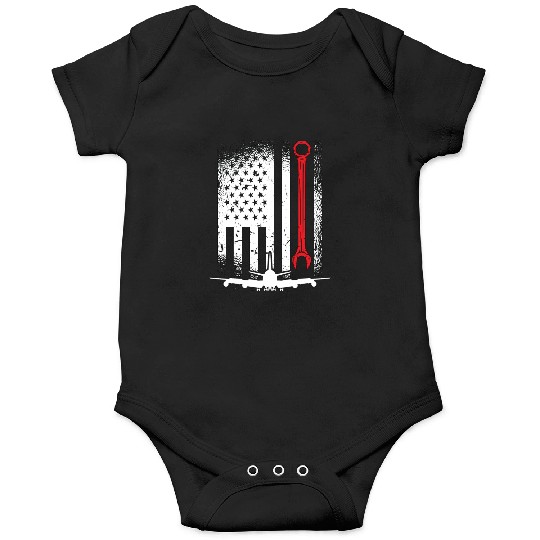 Aircraft Mechanic Flag Plane Aviation Pilot Planes Onesies
