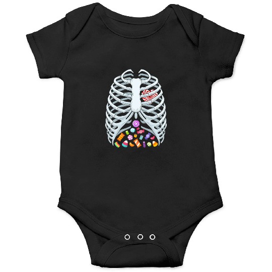 Funny Candy Skeleton Rib Cage Halloween Costume Onesies