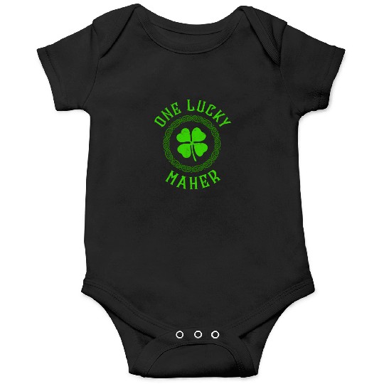 One Lucky Maher Irish Family Four Leaf Clover Onesies