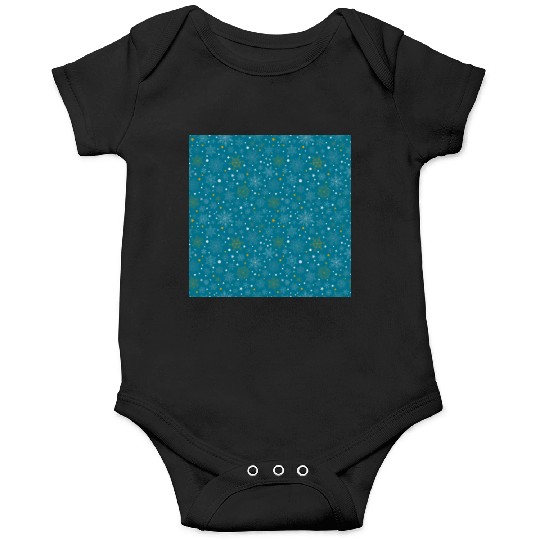 Snowflakes Pattern Blue Gold Onesies