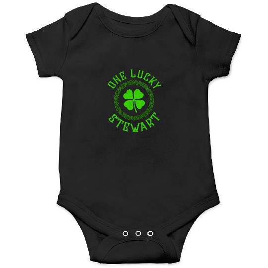 One Lucky Stewart Irish Family Four Leaf Clover Onesies