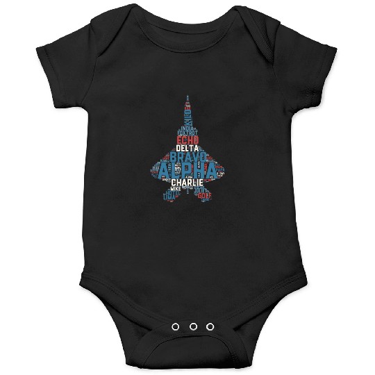 Full Phonetic Alphabet Fighter Jet Pilot Onesies