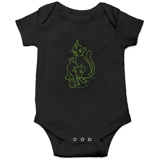 Cat And Dog Green Onesies