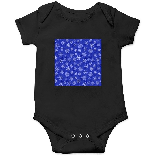 Pretty Navy Blue Snowflakes Pattern Onesies