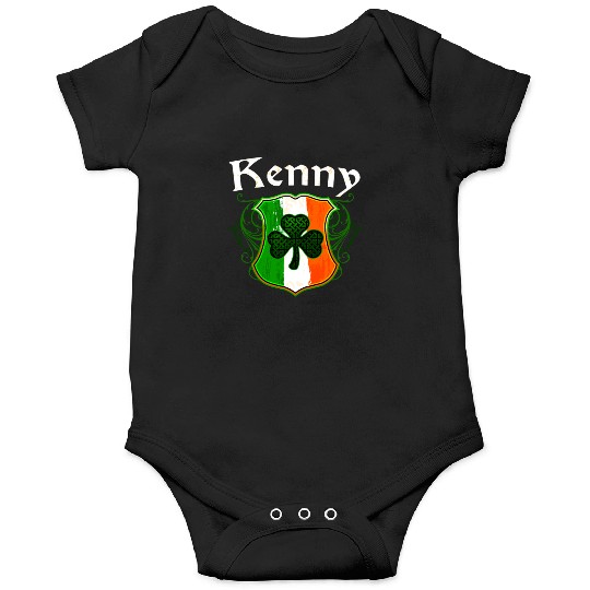 Kenny Irish Surname Ireland Flag Shield Shamrock Onesies