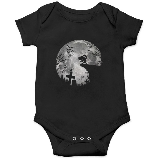 Halloween Werewolf Full Moon Bats and Black trick Onesies