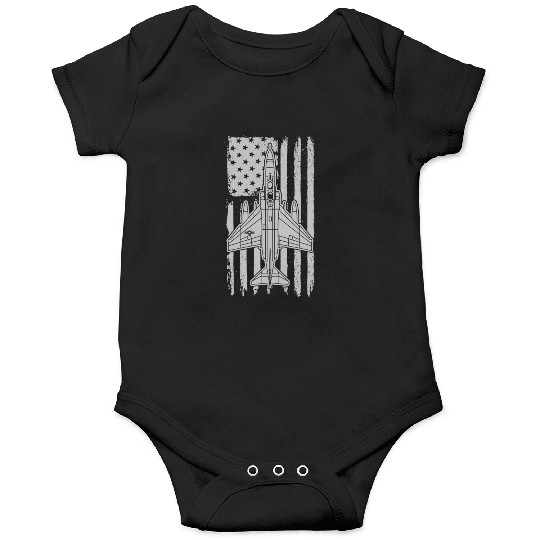 F-4 Phantom Fighter Jet Airplane American Flag F4 Onesies