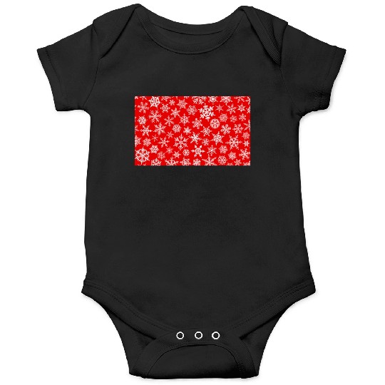 Winter Snowflakes Pattern Red White Onesies