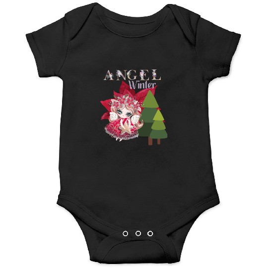 Winter Angel Christmas Tree Poinsettia Onesies