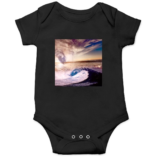 dark blue ocean waves storm fantasy Onesies