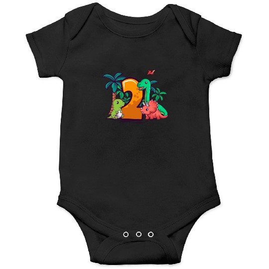 2nd Birthday Trex Triceratops Dinosaur 2 Year Onesies