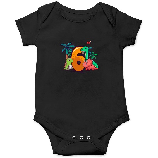 6th Birthday Trex Triceratops Dinosaur 6 Year Onesies