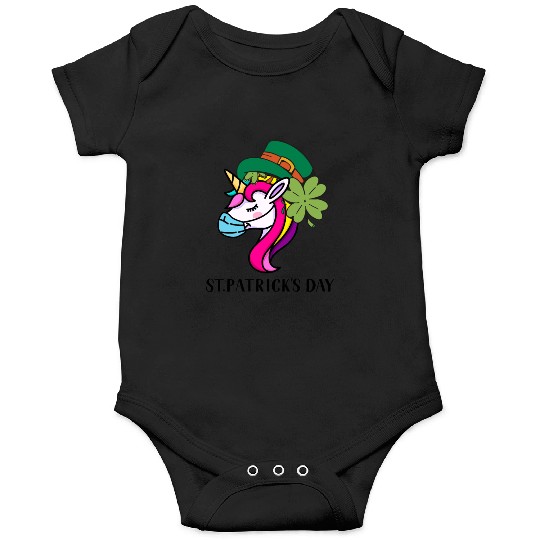 Toddler Girls St Patricks Day Rainbow Unicorn Face Onesies