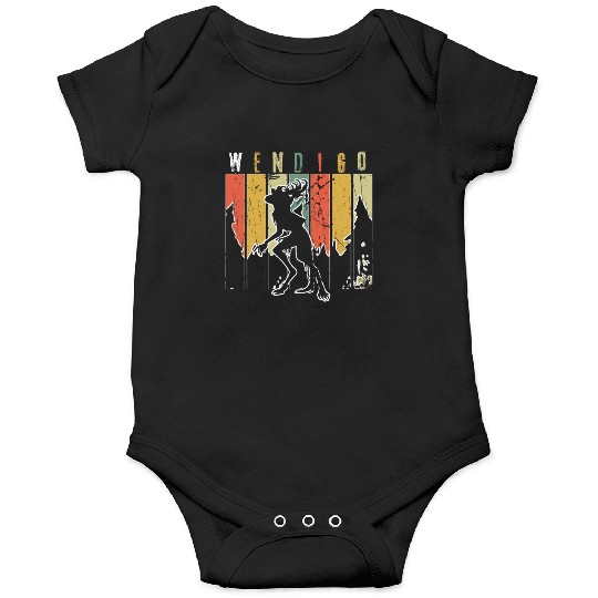 Retro Folk Wendigo Halloween Cryptid Monster Onesies