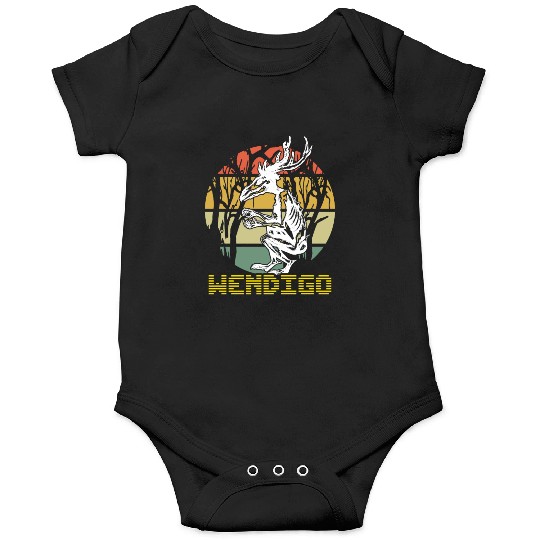 Vintage Folk Wendigo Halloween Cryptid Monster Onesies