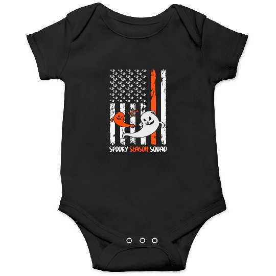 Groovy Halloween Spooky Season Squad US Flag Onesies
