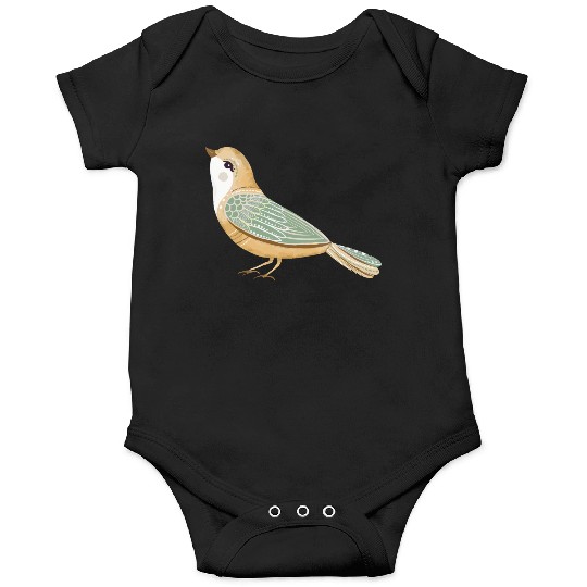 Folk art little fancy bird Onesies